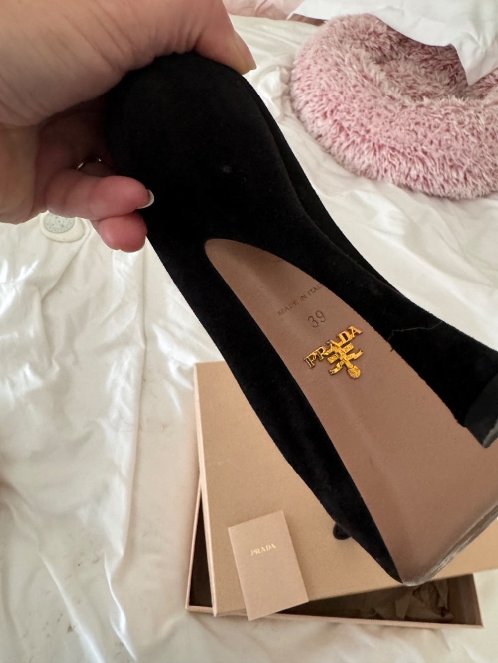 Prada black suede cut-out platform heals - Picture 3 of 6